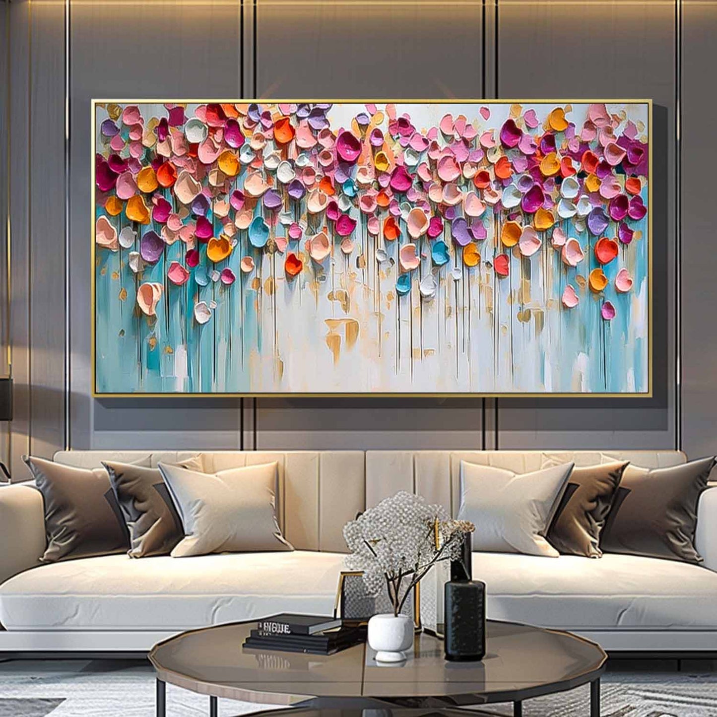 Vibrant Floral Abstract Oil Painting for Modern Home Decor