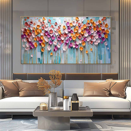 Vibrant Flower Oil Painting for Home Decor | Colorful Floral Canvas Art
