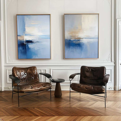 Serene Abstract Ocean Landscape Oil Painting for Modern Home Decor