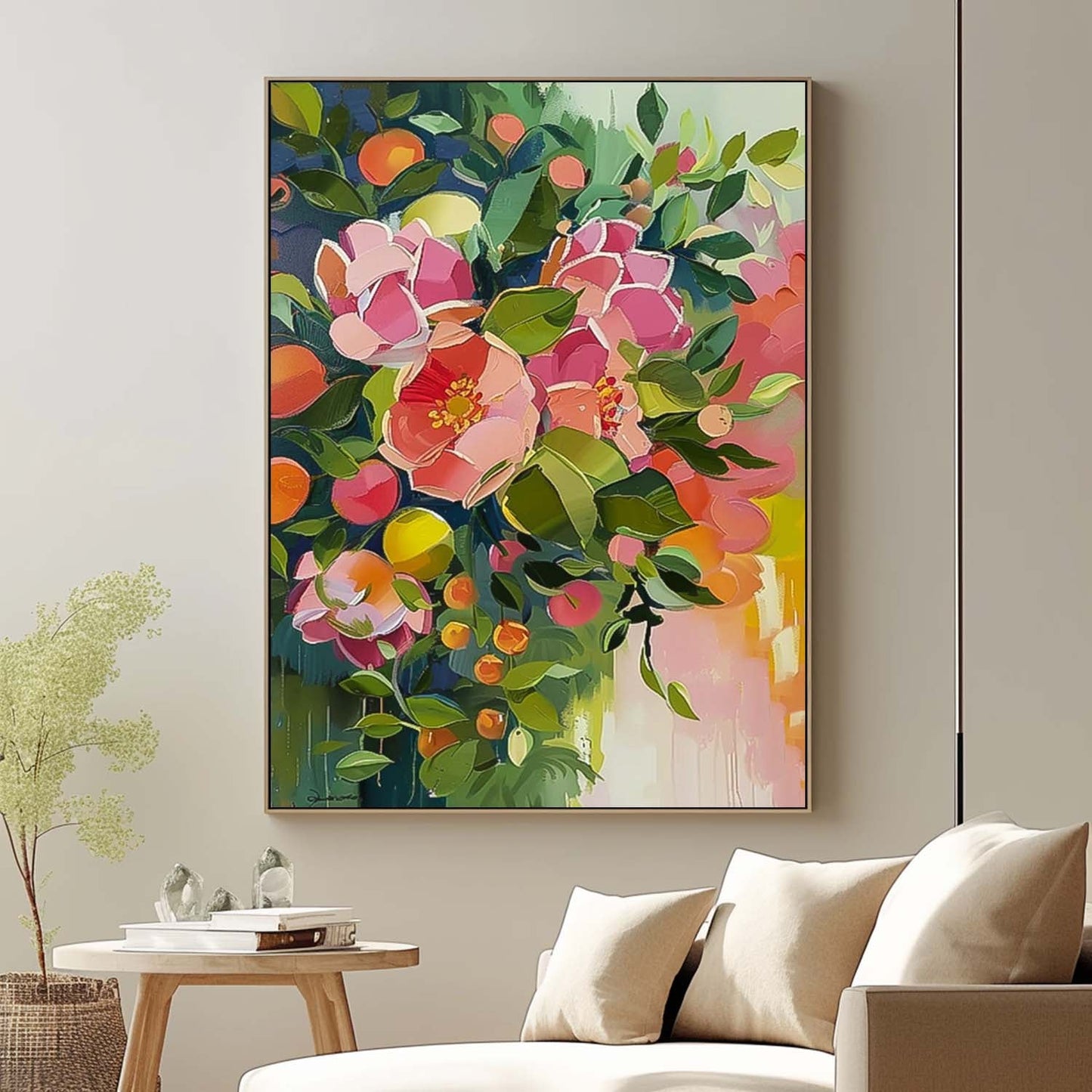 Vibrant Floral Oil Painting for Home Decor and Art Lovers