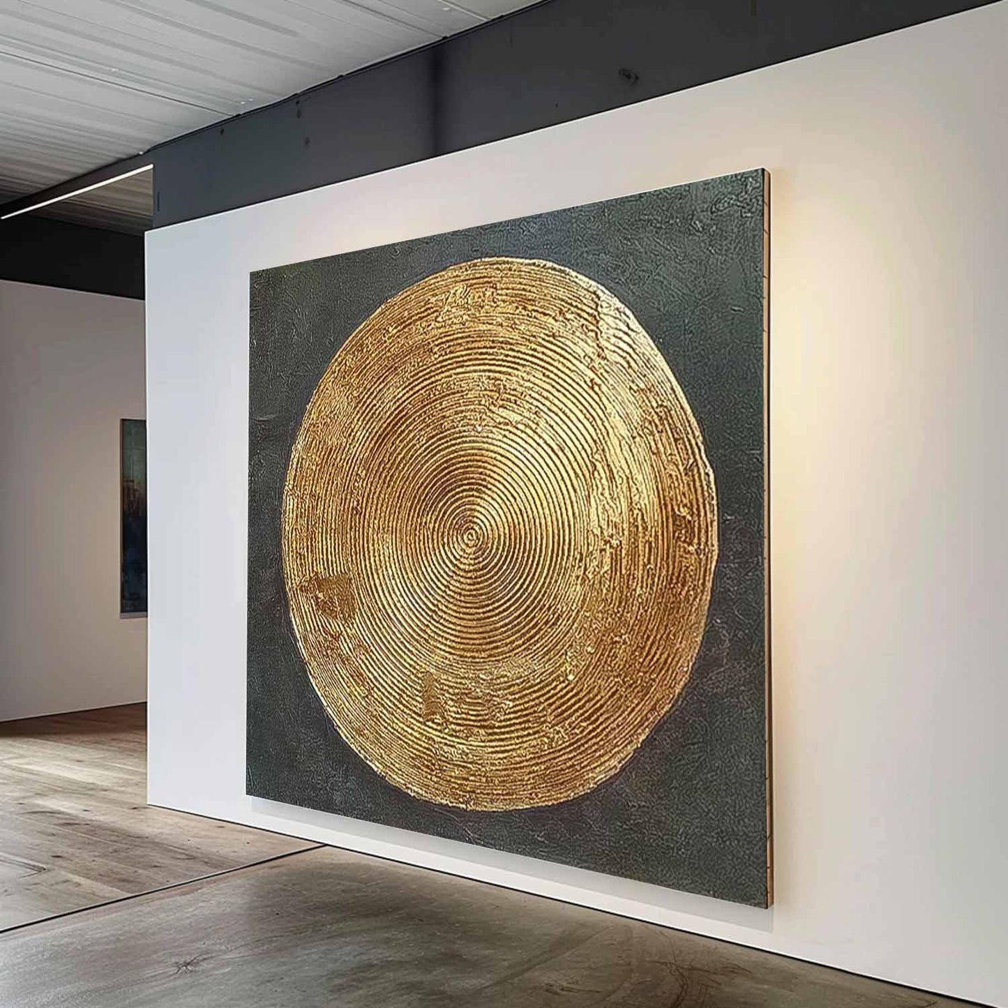 Elegant Gold Circular Texture Oil Painting for Modern Minimalist Decor