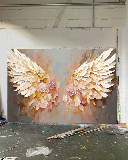 Elegant Floral Wings Oil Painting for Home Decor and Wall Art