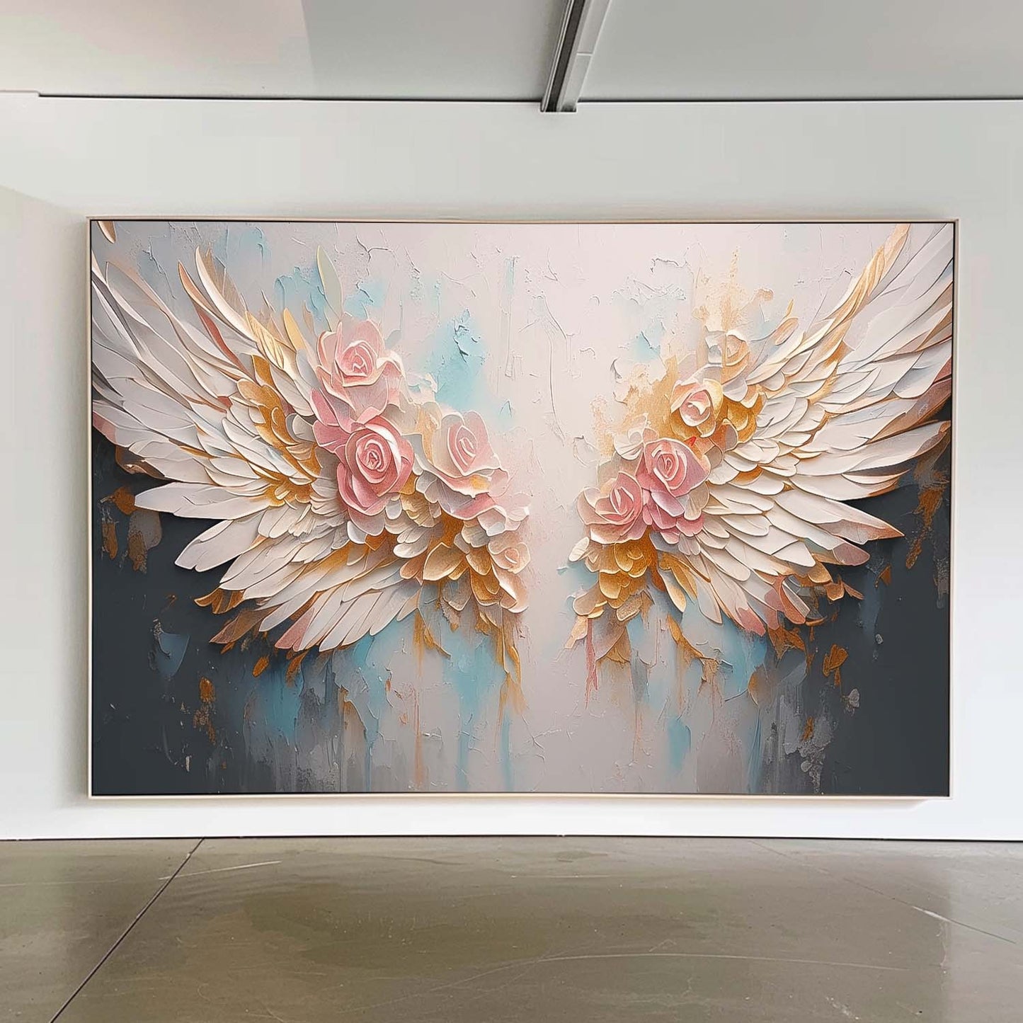 Elegant Winged Roses Oil Painting for Floral Home Decor