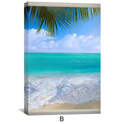 Tropical Ocean View Oil Painting - Serene Coastal Landscape Art for Home Decor
