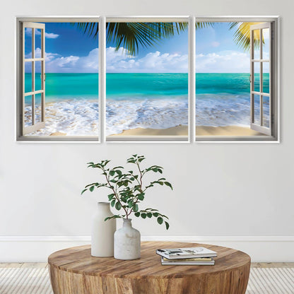 Tropical Ocean View Oil Painting - Serene Coastal Landscape Art for Home Decor