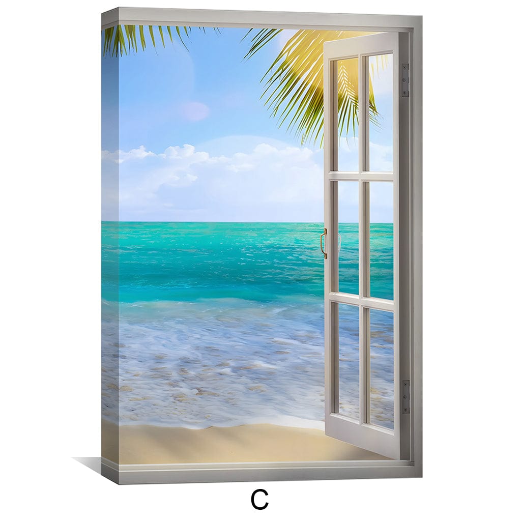 Tropical Ocean View Oil Painting - Serene Coastal Landscape Art for Home Decor