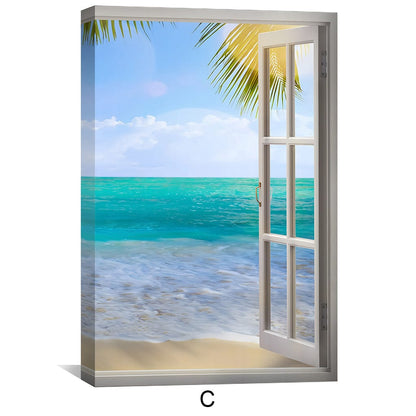 Tropical Ocean View Oil Painting - Serene Coastal Landscape Art for Home Decor