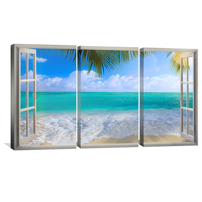 Tropical Ocean View Oil Painting - Serene Coastal Landscape Art for Home Decor