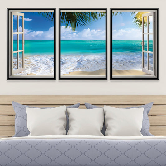 Tropical Ocean View Oil Painting - Serene Coastal Landscape Art for Home Decor