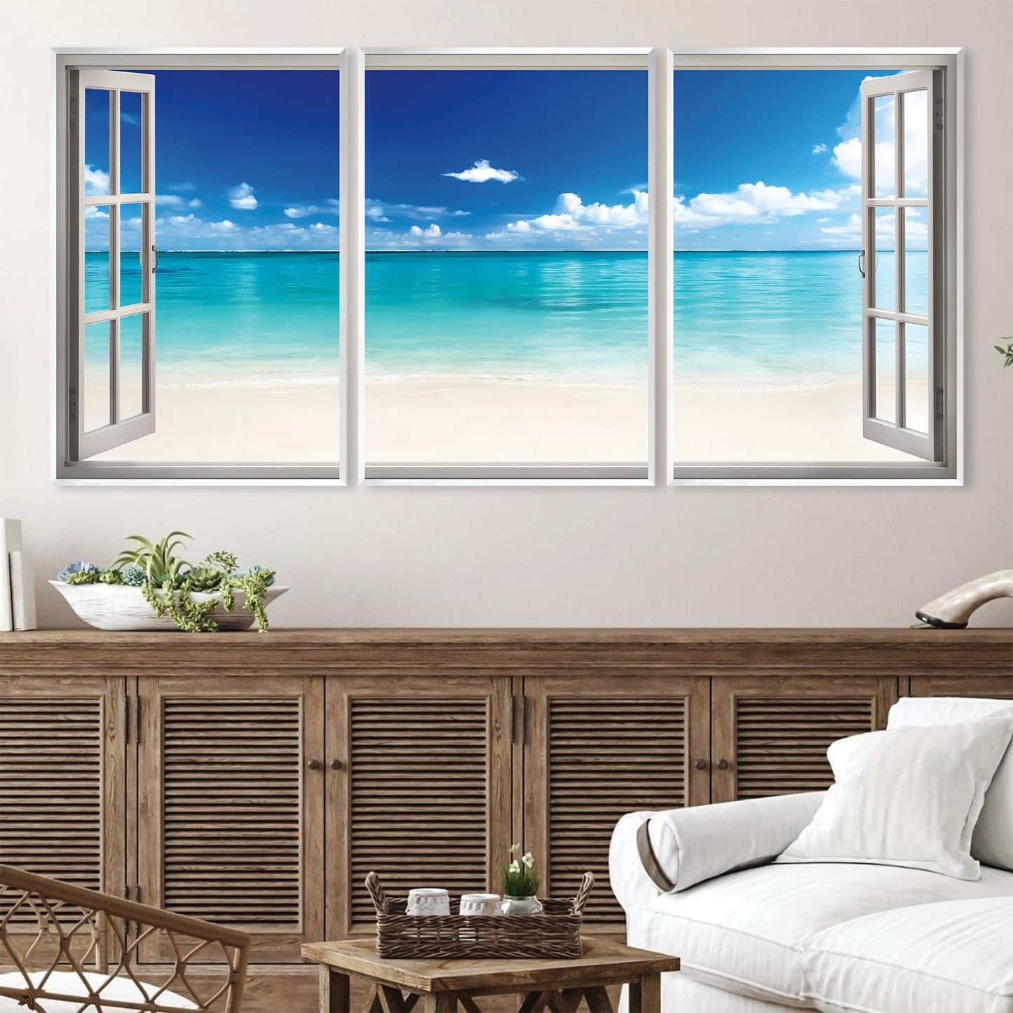 Tranquil Beach View Oil Painting - Coastal Serenity Wall Art
