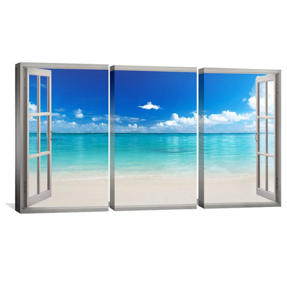 Tranquil Beach View Oil Painting - Coastal Serenity Wall Art