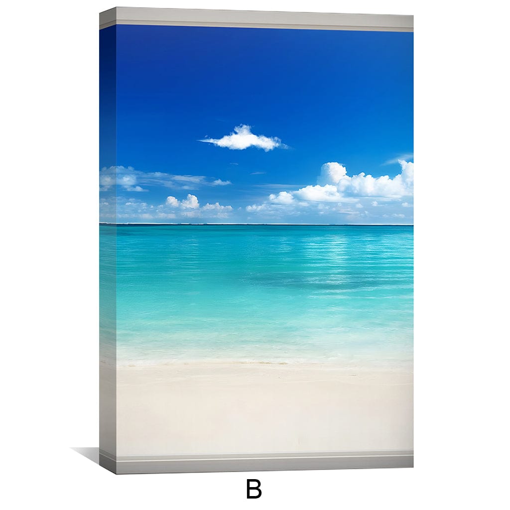 Tranquil Beach View Oil Painting - Coastal Serenity Wall Art