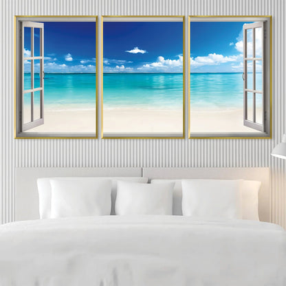 Tranquil Beach View Oil Painting - Coastal Serenity Wall Art