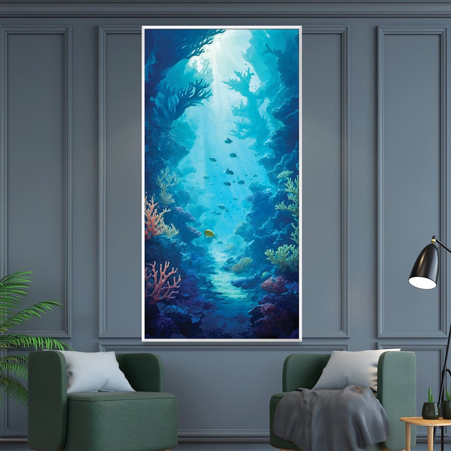 Ocean Serenity: Vibrant Coral Reef Oil Painting for Coastal Decor
