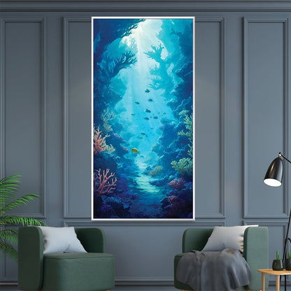 Ocean Serenity: Vibrant Coral Reef Oil Painting for Coastal Decor