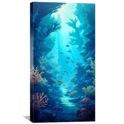 Ocean Serenity: Vibrant Coral Reef Oil Painting for Coastal Decor