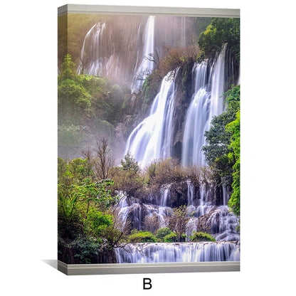 Serene Waterfall View Through Open Window Oil Painting