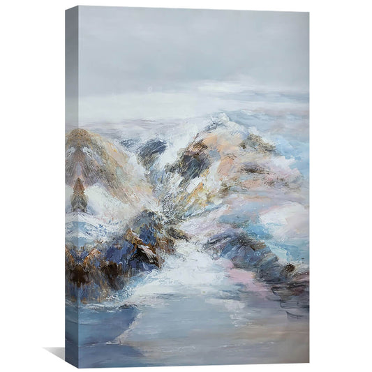 Majestic Winter Mountains Landscape Oil Painting for Home Decor and Art Lovers