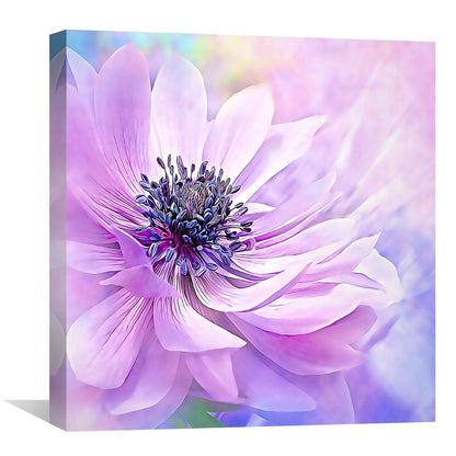 Elegant Purple Anemone Oil Painting for Floral Home Decor and Art Lovers