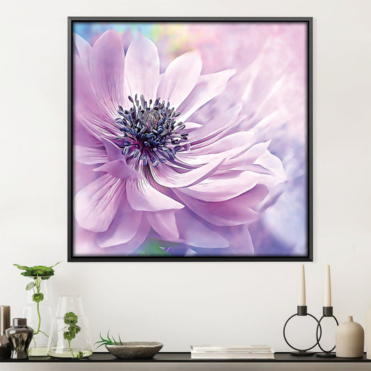 Elegant Purple Anemone Oil Painting for Floral Home Decor and Art Lovers