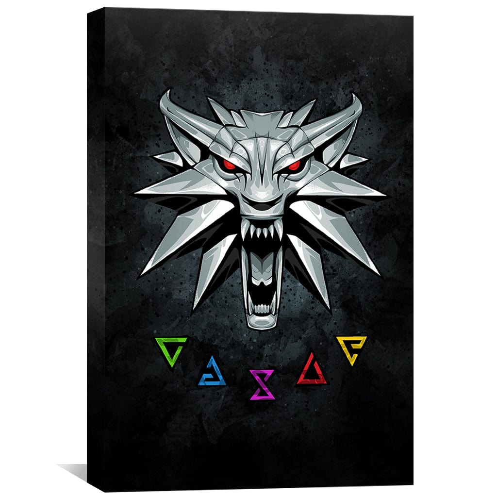 Witcher Wolf Sigil Oil Painting Wall Art for Fantasy Decor