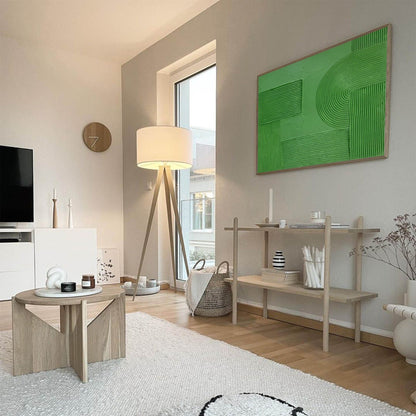 Abstract Green Oil Painting with Textured Minimalist Design for Modern Decor