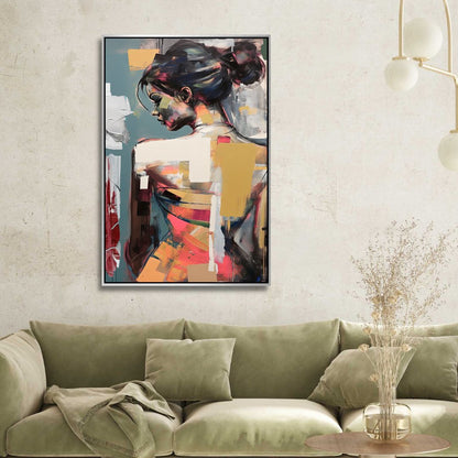 Abstract Woman Portrait Oil Painting for Modern Home Decor and Wall Art