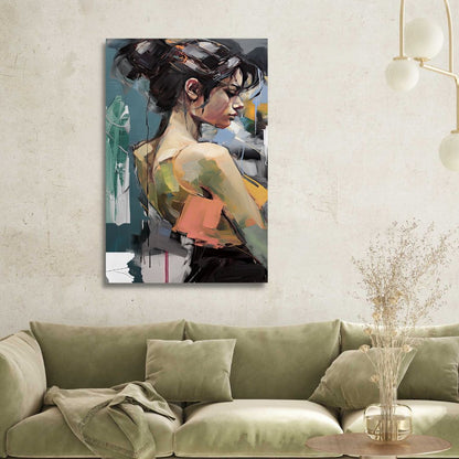 Abstract Woman Portrait Oil Painting for Modern Home Decor and Wall Art