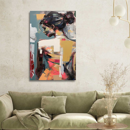 Abstract Woman Portrait Oil Painting for Modern Home Decor and Wall Art