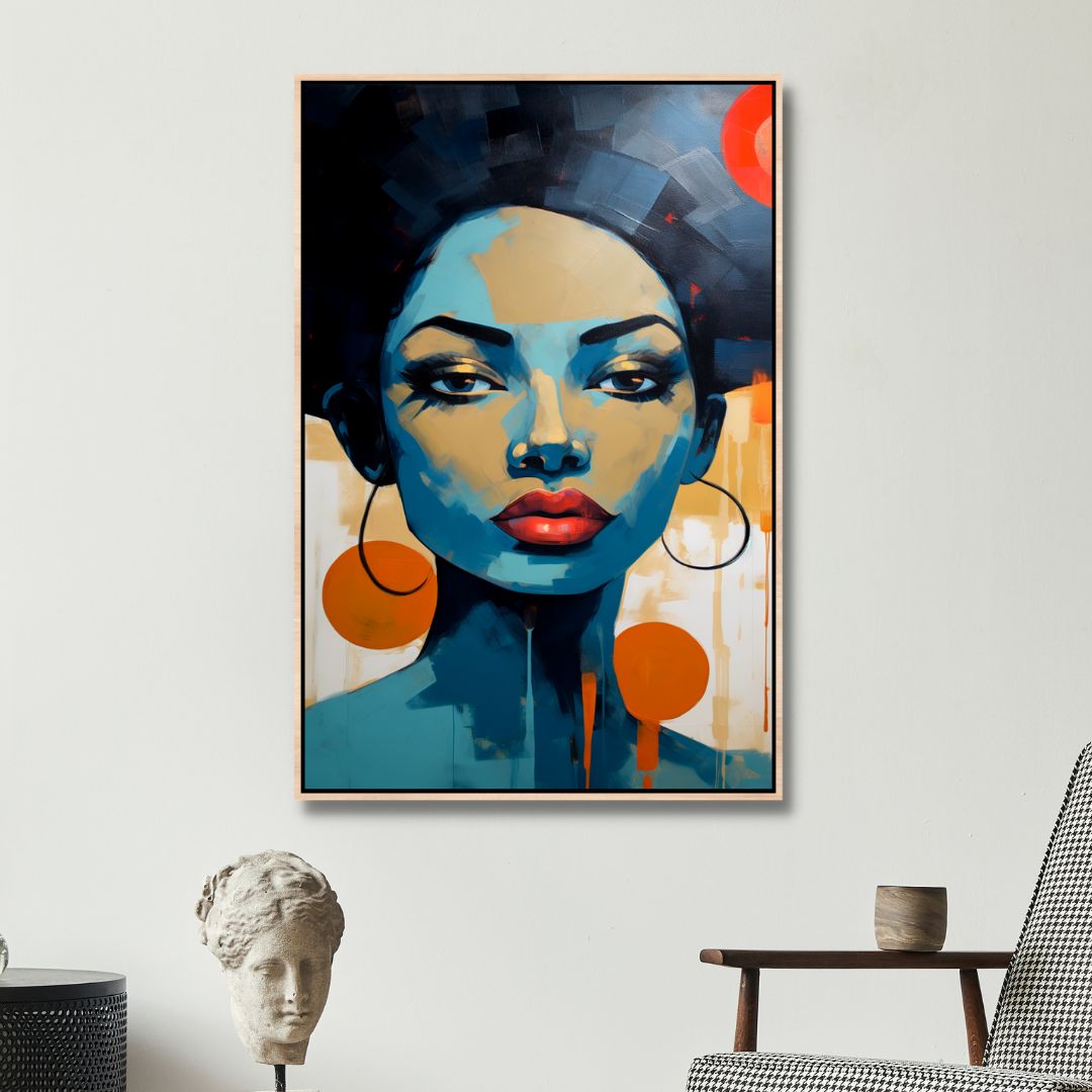 Abstract Woman Portrait Oil Painting - Vibrant Canvas Wall Art for Modern Decor