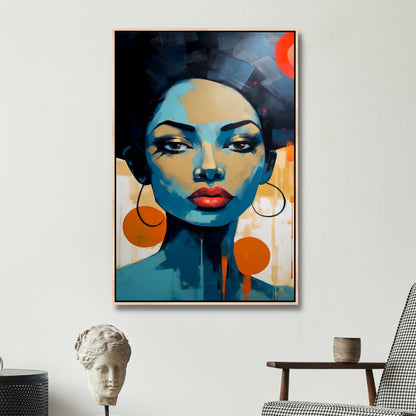 Abstract Woman Portrait Oil Painting - Vibrant Canvas Wall Art for Modern Decor