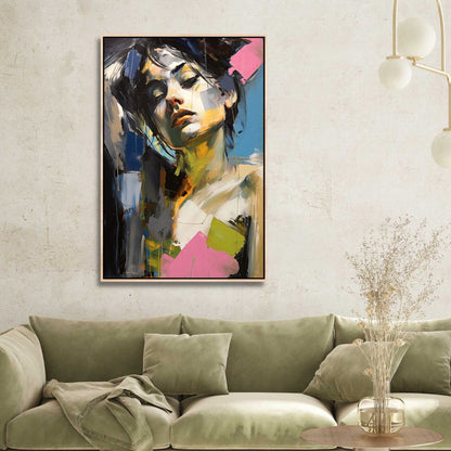 Abstract Woman Portrait Oil Painting for Modern Home Decor and Wall Art