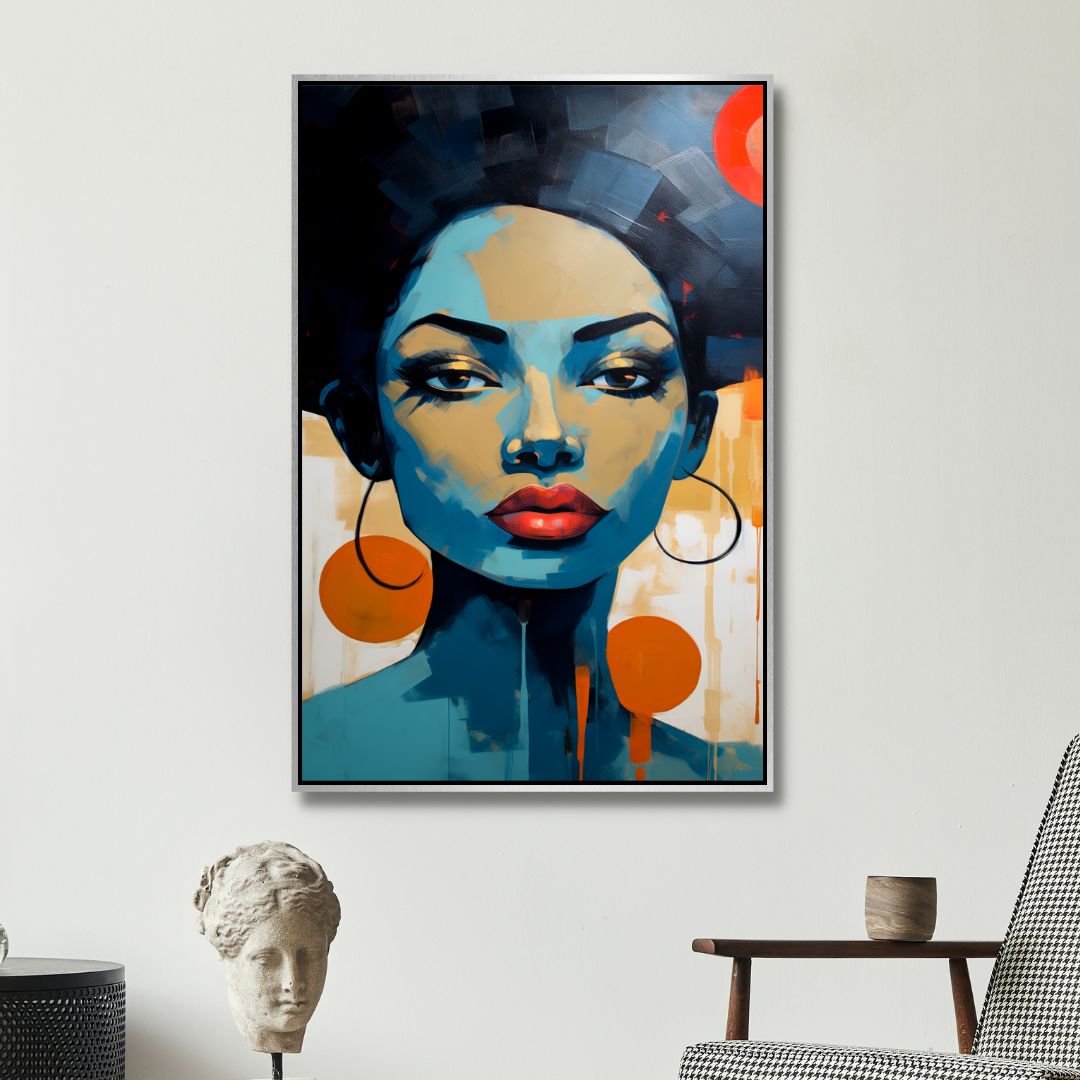 Abstract Woman Portrait Oil Painting - Vibrant Canvas Wall Art for Modern Decor