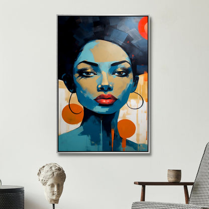 Abstract Woman Portrait Oil Painting - Vibrant Canvas Wall Art for Modern Decor