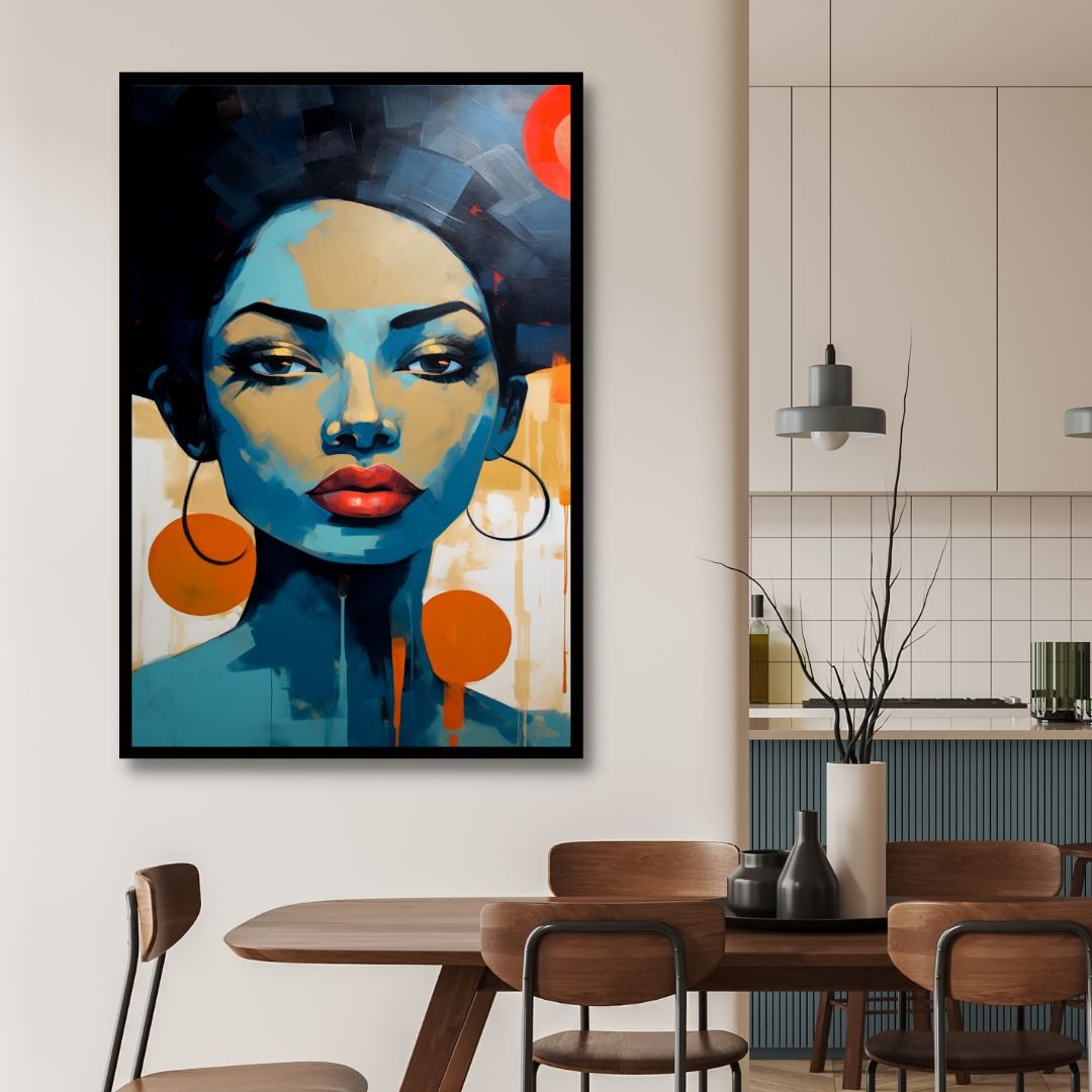 Abstract Woman Portrait Oil Painting - Vibrant Canvas Wall Art for Modern Decor