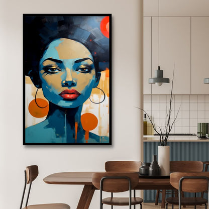 Abstract Woman Portrait Oil Painting - Vibrant Canvas Wall Art for Modern Decor
