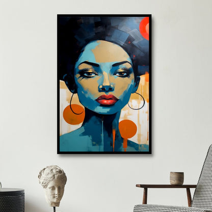 Abstract Woman Portrait Oil Painting - Vibrant Canvas Wall Art for Modern Decor