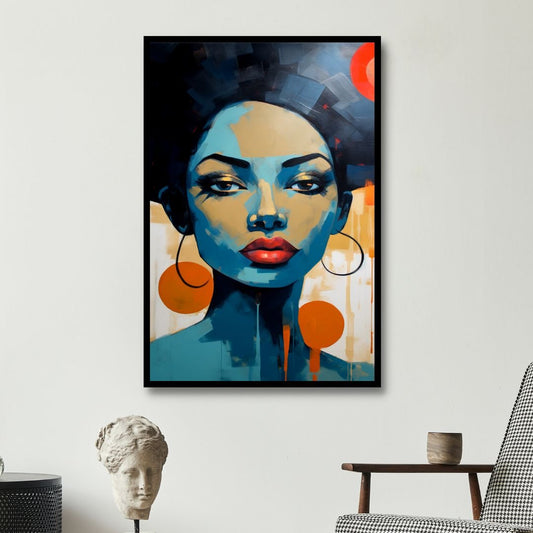 Abstract Woman Portrait Oil Painting - Vibrant Canvas Wall Art for Modern Decor