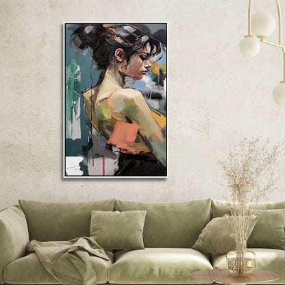Abstract Woman Portrait Oil Painting for Modern Home Decor and Wall Art