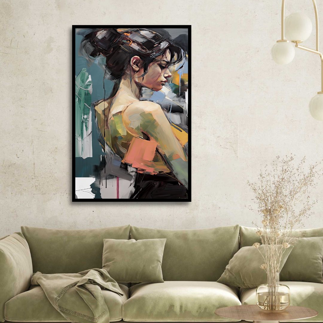 Abstract Woman Portrait Oil Painting for Modern Home Decor and Wall Art