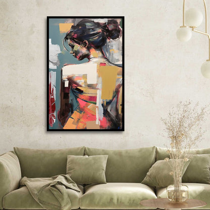 Abstract Woman Portrait Oil Painting for Modern Home Decor and Wall Art