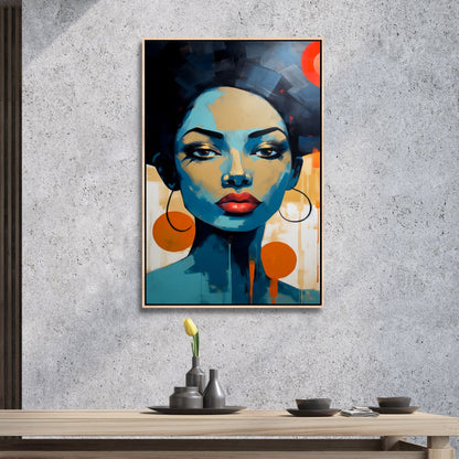 Abstract Woman Portrait Oil Painting - Vibrant Canvas Wall Art for Modern Decor