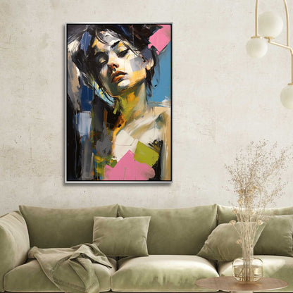 Abstract Woman Portrait Oil Painting for Modern Home Decor and Wall Art