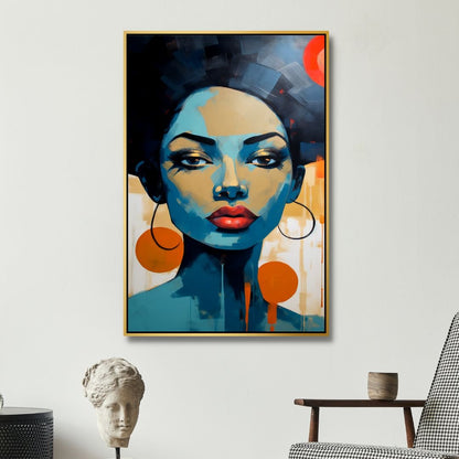 Abstract Woman Portrait Oil Painting - Vibrant Canvas Wall Art for Modern Decor