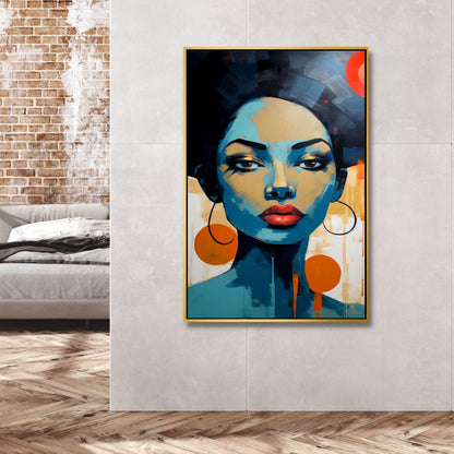 Abstract Woman Portrait Oil Painting - Vibrant Canvas Wall Art for Modern Decor