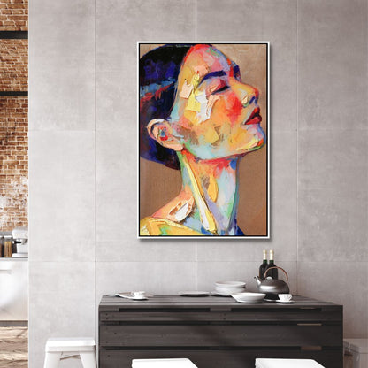 Vibrant Woman Profile Oil Painting for Modern Home Decor