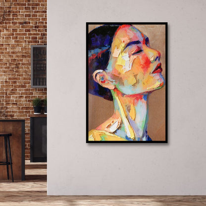 Vibrant Woman Profile Oil Painting for Modern Home Decor