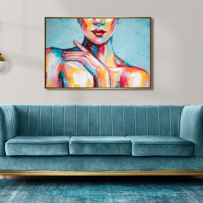 Vibrant Abstract Woman Portrait in Colorful Oil Painting for Artistic Home Decor