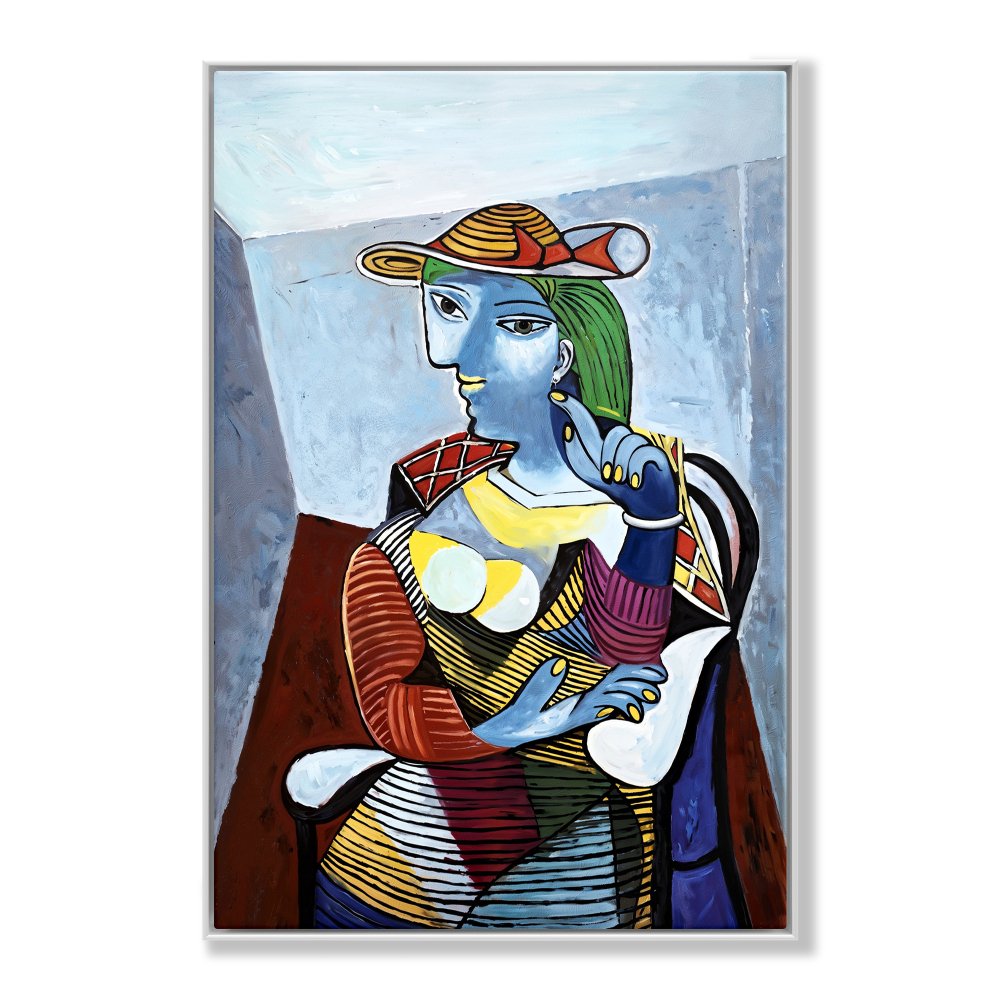 Vibrant Woman in Straw Hat - Modern Art Oil Painting for Unique Home Decor