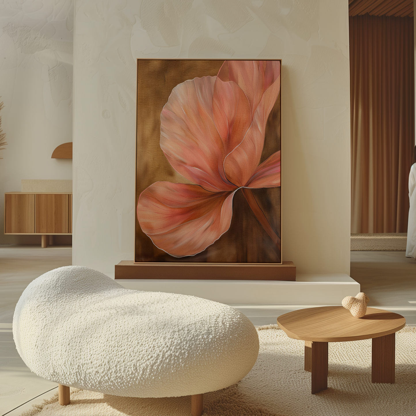Elegant Blush Petals Floral Abstract Oil Painting for Modern Home Decor